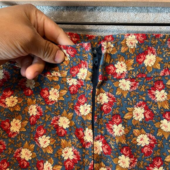 Vintage Dead’s Cottagecore Floral Skirt Boho Prairie A-Line Fall Academia SM - Picture 5 of 8